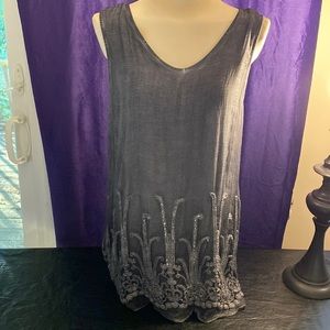 Soft Surroundings Grey Womens Tunic with Sequints on the bottom, Size Medium